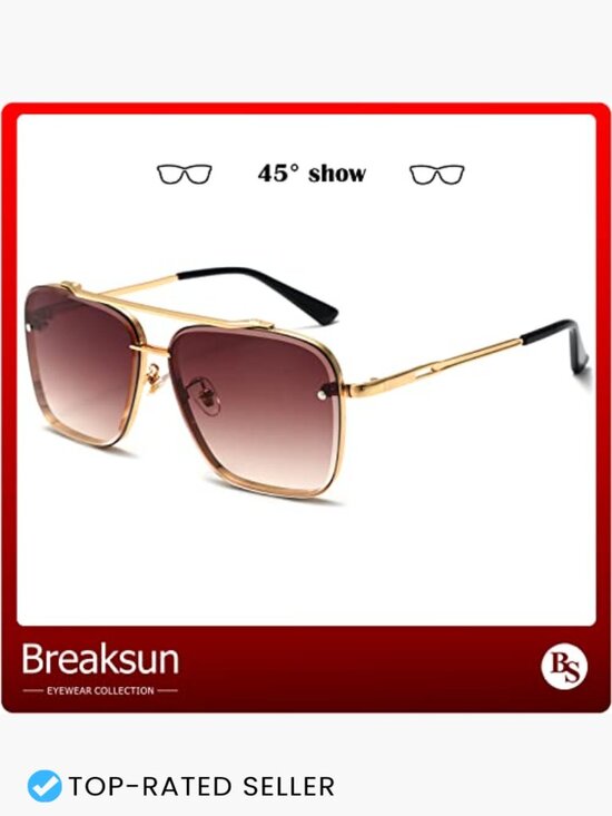 Oversized Square Aviator Sunglasses Retro Metal Frame Unisex Classic Pilot main image 7